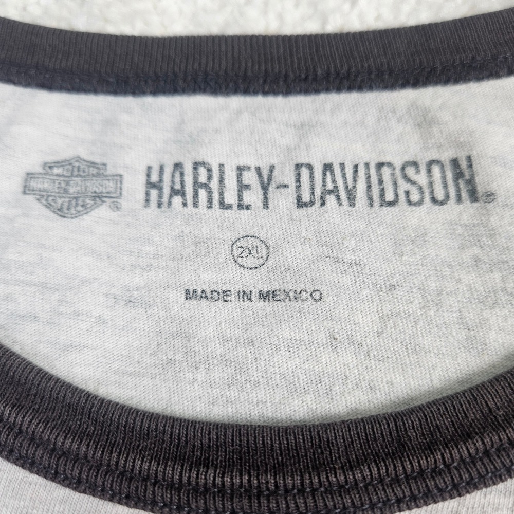 Women's Harley Davidson Free to Roam Eagle‎ Motorcycle Ringer T-Shirt Size 2XL - Picture 3 of 9